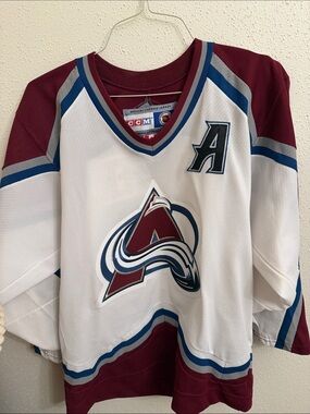 CCM White Burgundy and Blue Colorado Avalanche Adult Small Personalized Jersey